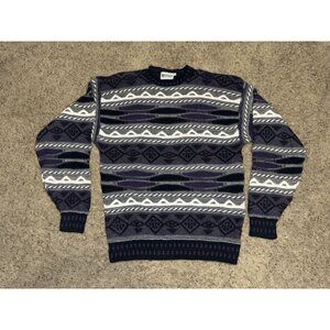 MEGALOS VTG 3D Knit 90s Coogi Style Cosby Grandpa Biggie HipHop Textured XLTall